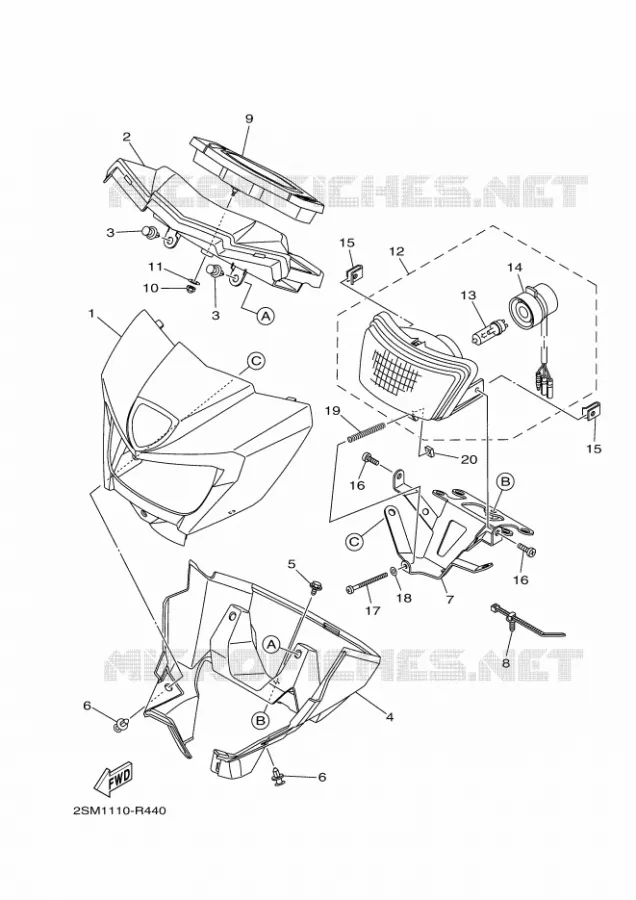 KOPLAMP 2 Yamaha QUAD 700 2017 KODIAK  YFM700FWBD
