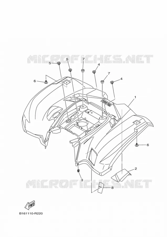 ACHTERSPATBORD  Yamaha QUAD 700 2017 KODIAK  YFM700FWBD