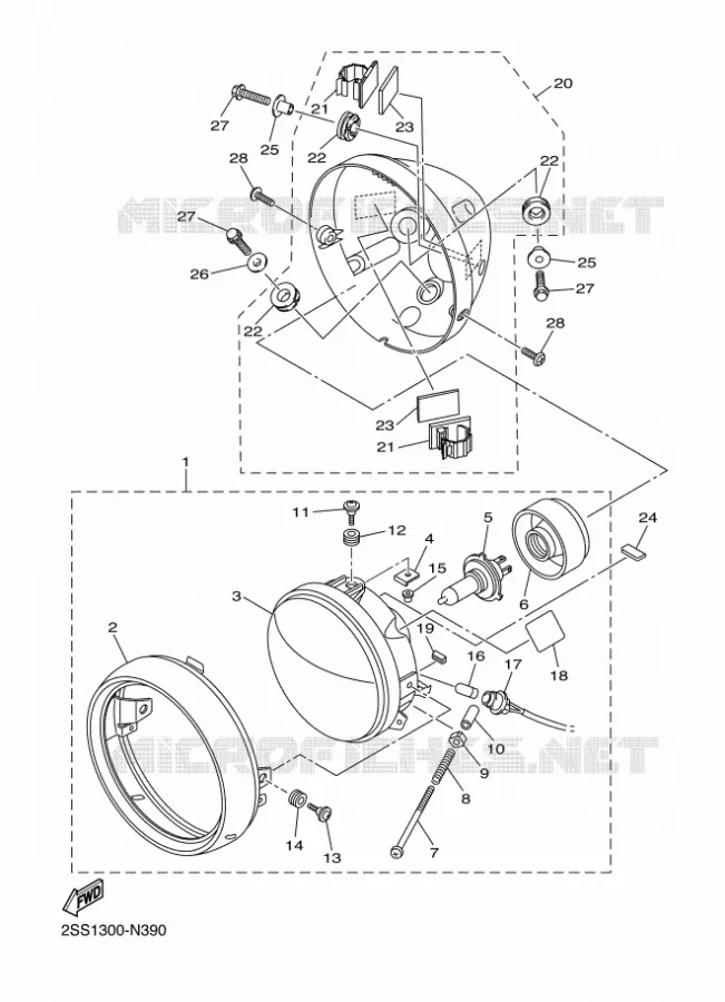 KOPLAMP Yamaha MOTO 1300 2016 XVS  XVS1300CU