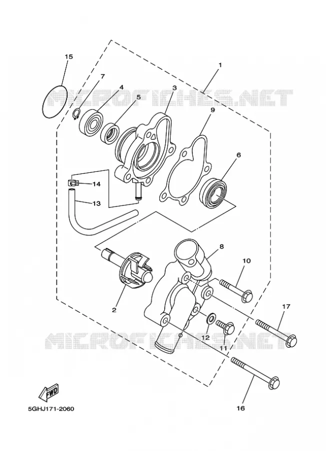 WATERPOMP / SLANGEN Yamaha QUAD 450 2009 GRIZZLY  YFM450FWAN