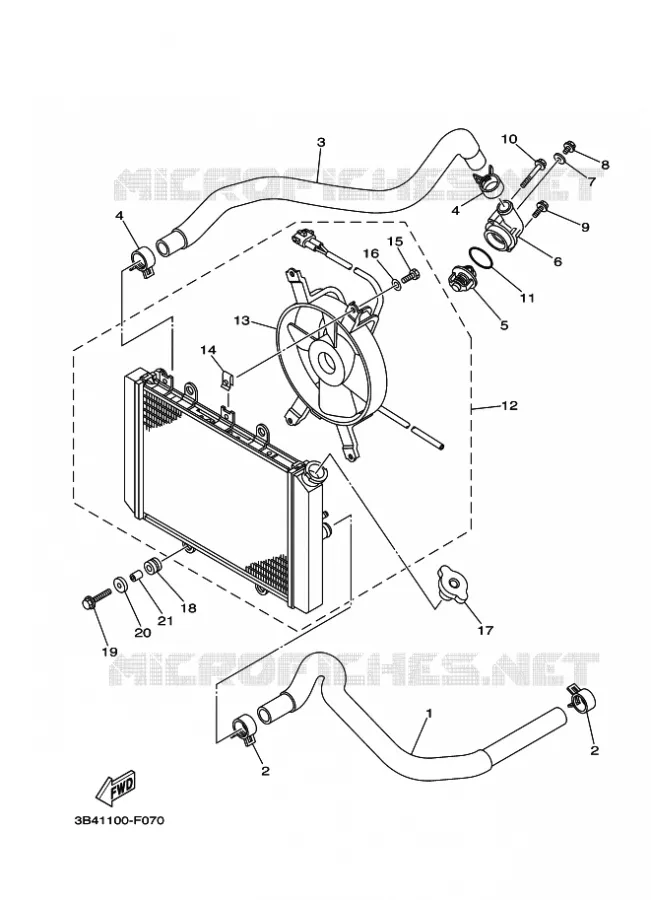 RADIATEUR / SLANG Yamaha QUAD 700 2008 GRIZZLY 700  EPS  YFM700FWAD