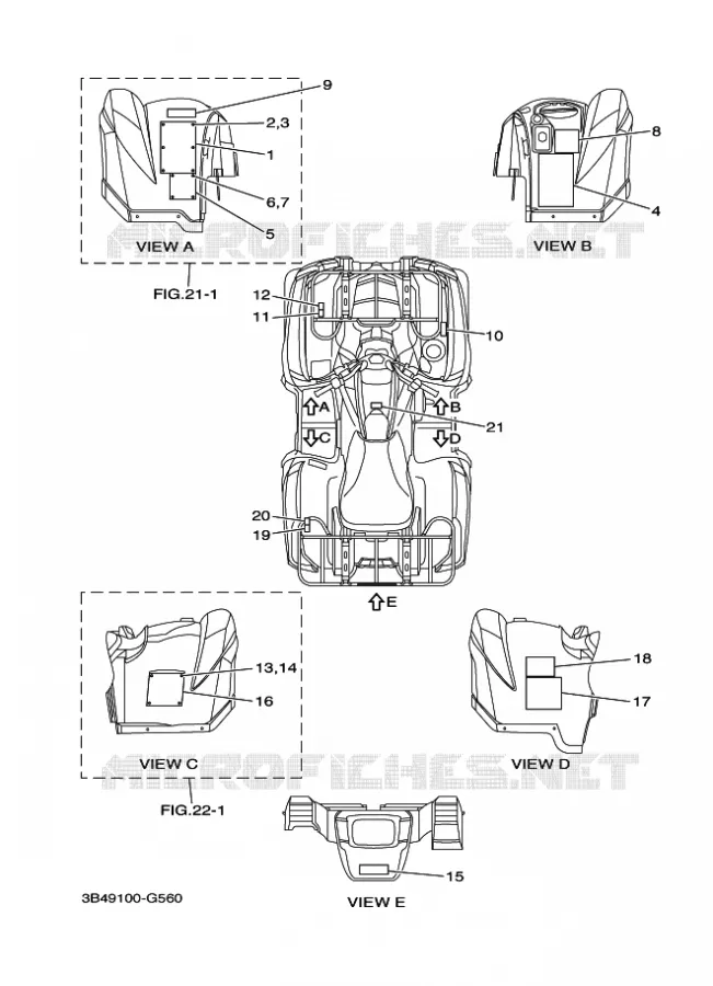 STICKER / LABEL 5 Yamaha QUAD 700 2008 GRIZZLY 700  EPS  YFM700FWAD