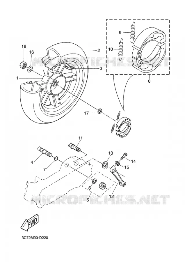 ACHTERWIEL Yamaha SCOOTER 50 2013 STUNT SLIDER  EW50N
