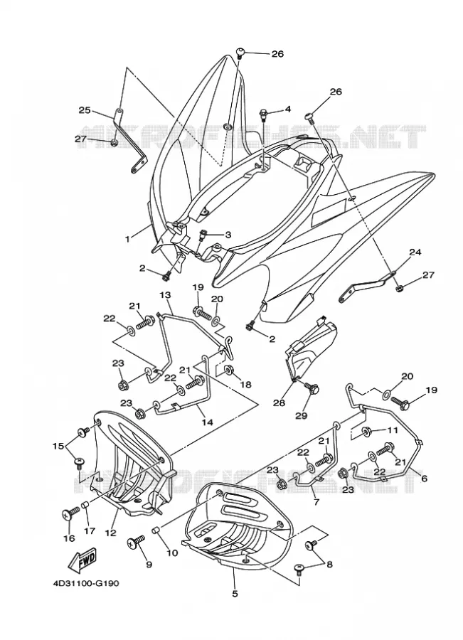 ACHTERSPATBORD  Yamaha QUAD 250 2008 RAPTOR  YFM250R