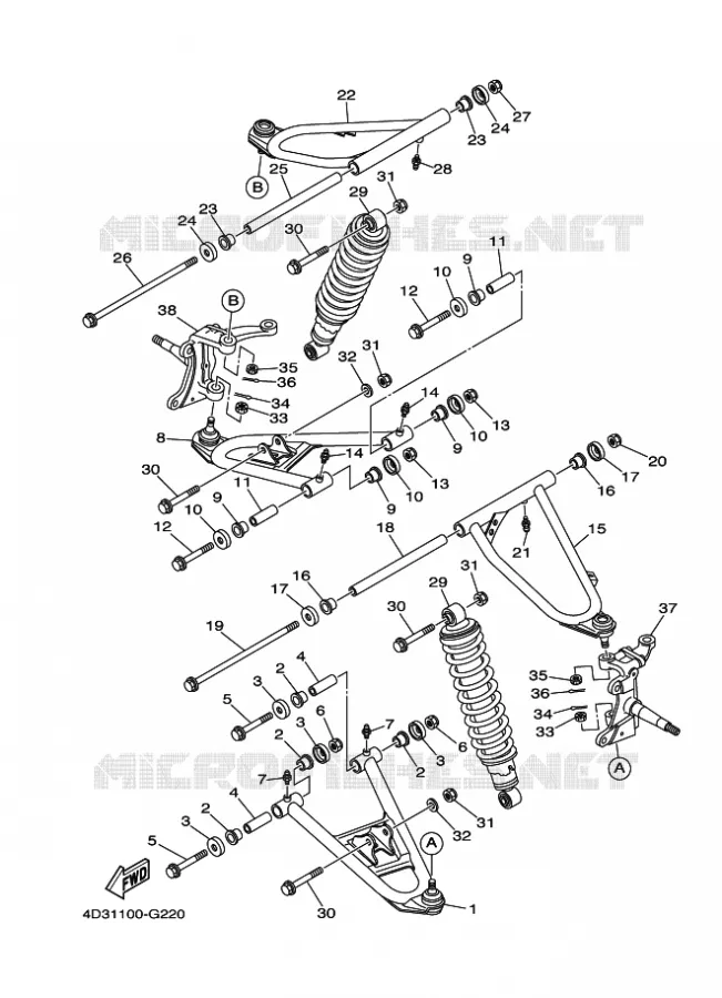 OPHANGING / WIEL VOOR Yamaha QUAD 250 2008 RAPTOR  YFM250R