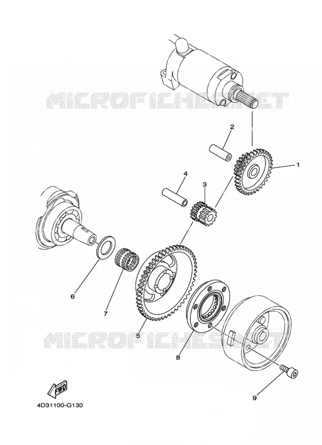 STARTMOTOR KOPPELINGS Yamaha QUAD 250 2008 RAPTOR  YFM250R