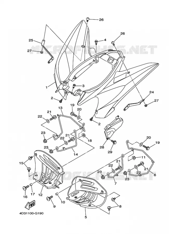 ACHTERSPATBORD  Yamaha QUAD 250 2008 RAPTOR  YFM250R