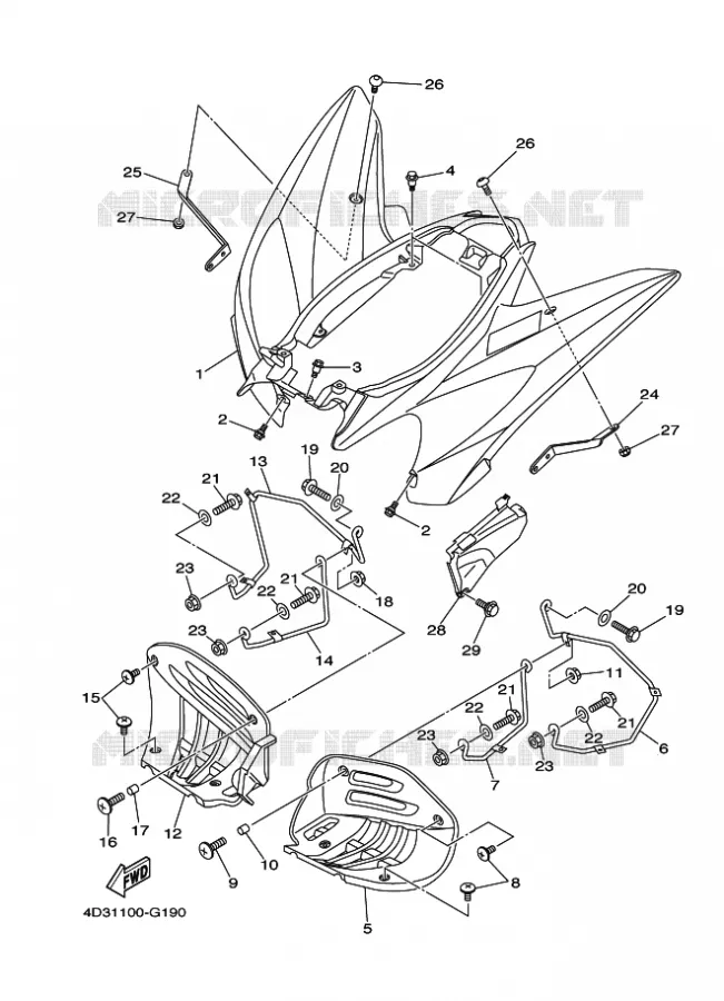 ACHTERSPATBORD  Yamaha QUAD 250 2009 RAPTOR  YFM250R