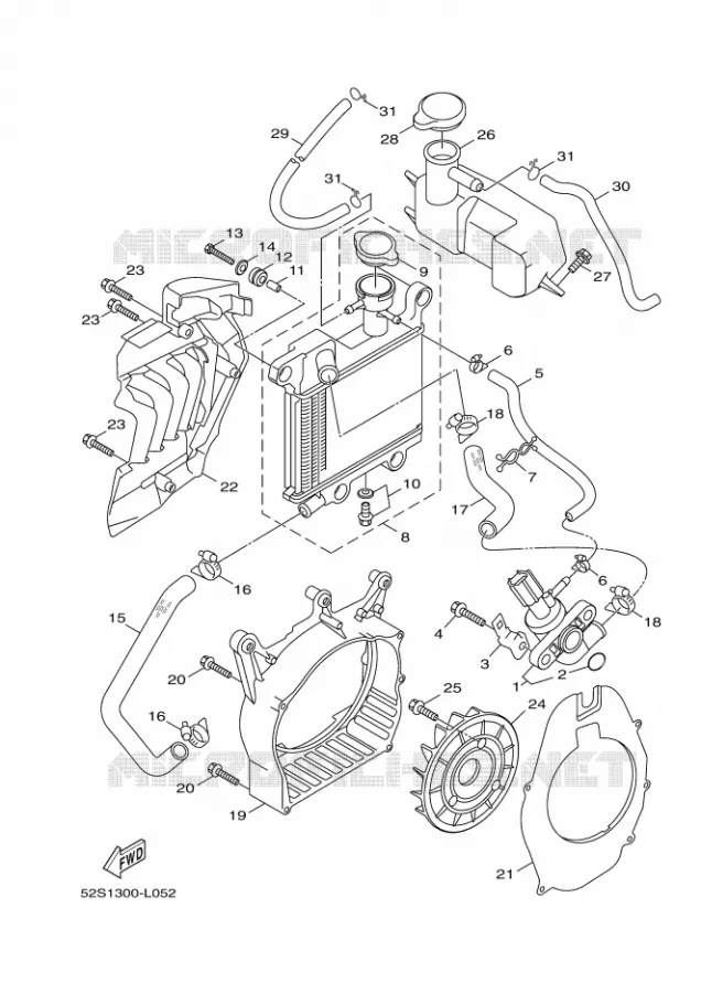 RADIATEUR / SLANG Yamaha SCOOTER 151 2016 XENTER  HW151
