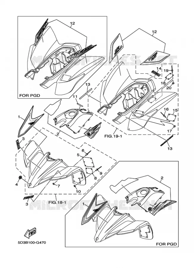 STICKER / LABEL 4 Yamaha QUAD 450 2008 YFZ  YFZ450