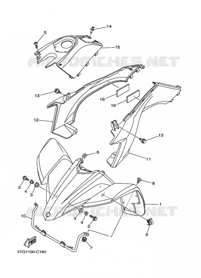 VOORSPATBORD Yamaha QUAD 450 2008 YFZ  YFZ450