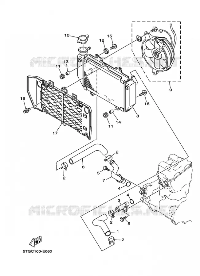 RADIATEUR / SLANG Yamaha QUAD 450 2009 YFZ  YFZ450