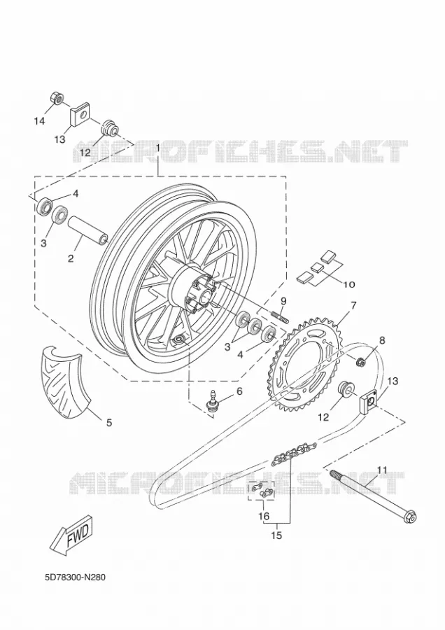 ACHTERWIEL Yamaha MOTO 125 2016 R125  YZF-R125A