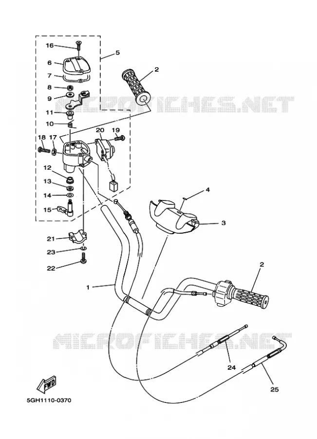STUUR / KABEL Yamaha QUAD 400 2000 KODIAK  YFM400FWA