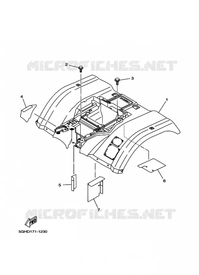 ACHTERSPATBORD  Yamaha QUAD 400 2001 KODIAK  YFM400FWA