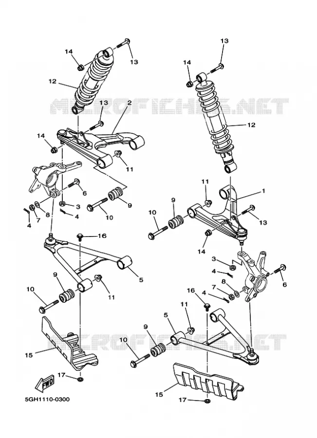 OPHANGING / WIEL VOOR Yamaha QUAD 400 2002 KODIAK  YFM400FWA