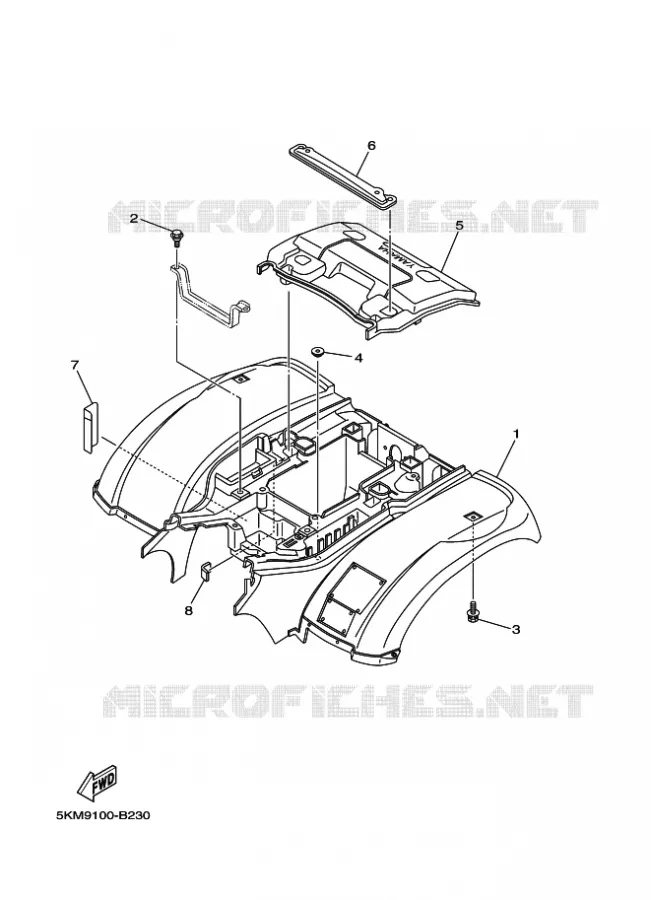 ACHTERSPATBORD  Yamaha QUAD 660 2003 GRIZZLY  YFM660FWA