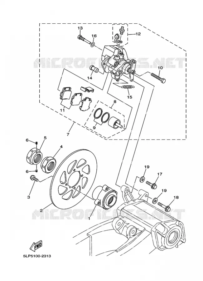 REMKLAUW ACHTER Yamaha QUAD 660 2005 RAPTOR  YFM660R
