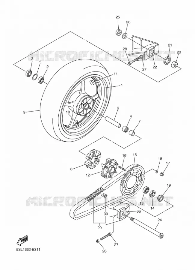 ACHTERWIEL Yamaha MOTO 600 2003 R6  YZF-R6