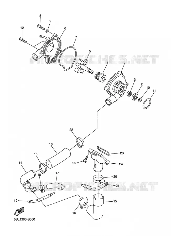 WATERPOMP / SLANGEN Yamaha MOTO 600 2003 R6  YZF-R6