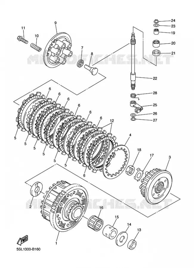 STARTMOTOR KOPPELINGS Yamaha MOTO 600 2004 R6  YZF-R6
