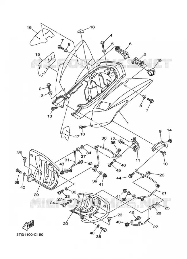 ACHTERSPATBORD  Yamaha QUAD 450 2004 YFZ  YFZ450