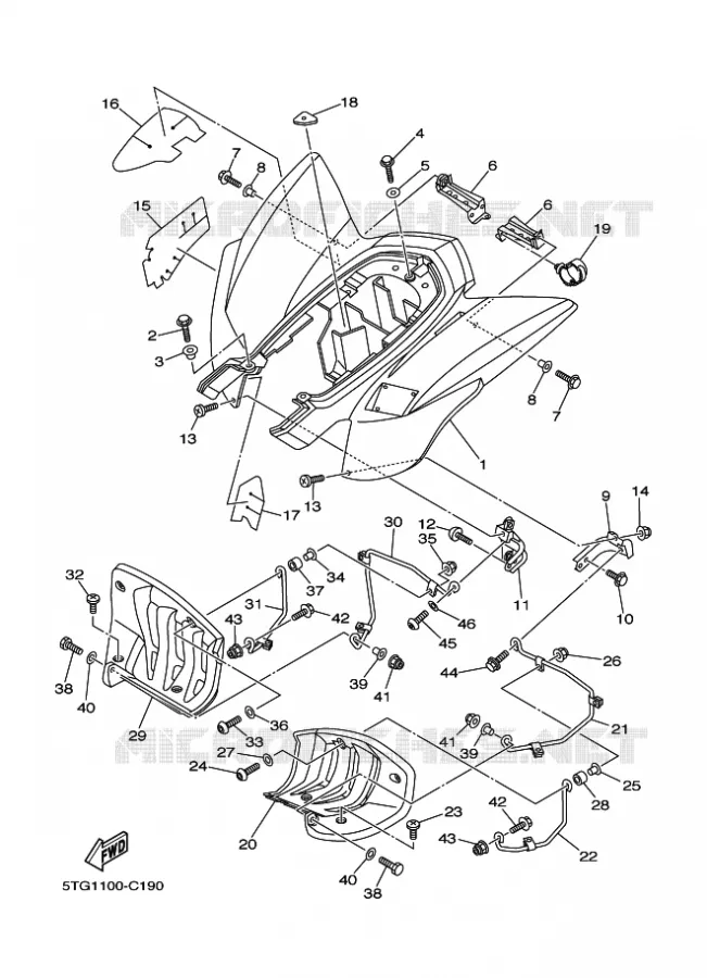 ACHTERSPATBORD  Yamaha QUAD 450 2005 YFZ  YFZ450