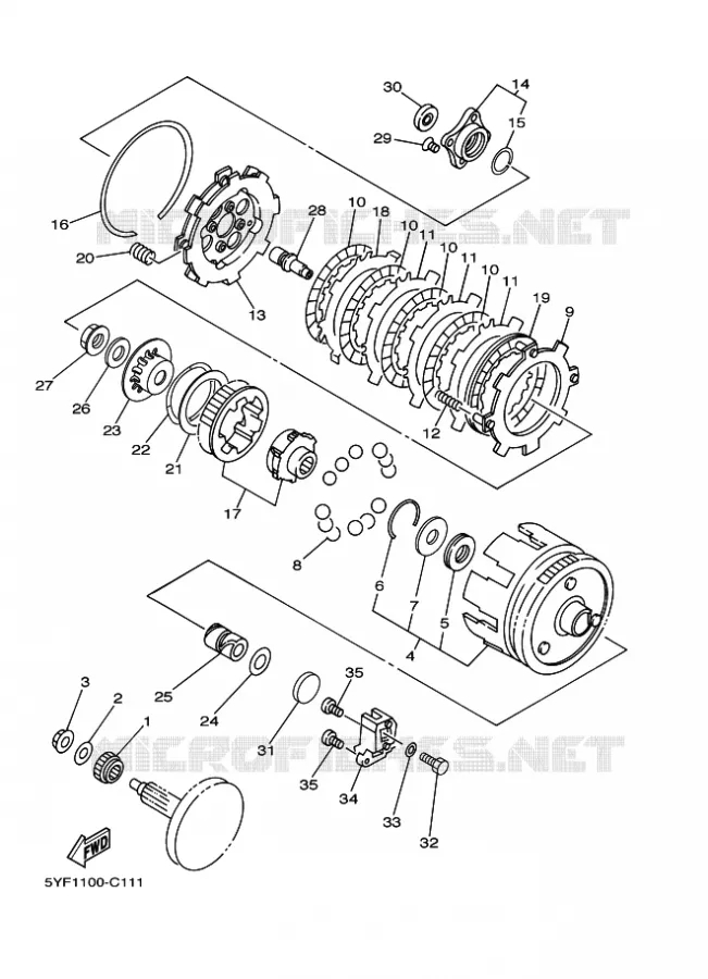 STARTMOTOR KOPPELINGS Yamaha QUAD 50 2009 RAPTOR  YFM50
