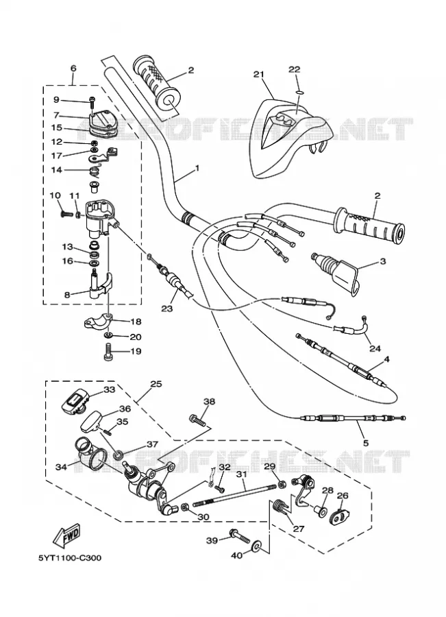 STUUR / KABEL Yamaha QUAD 350 2005 RAPTOR  YFM350