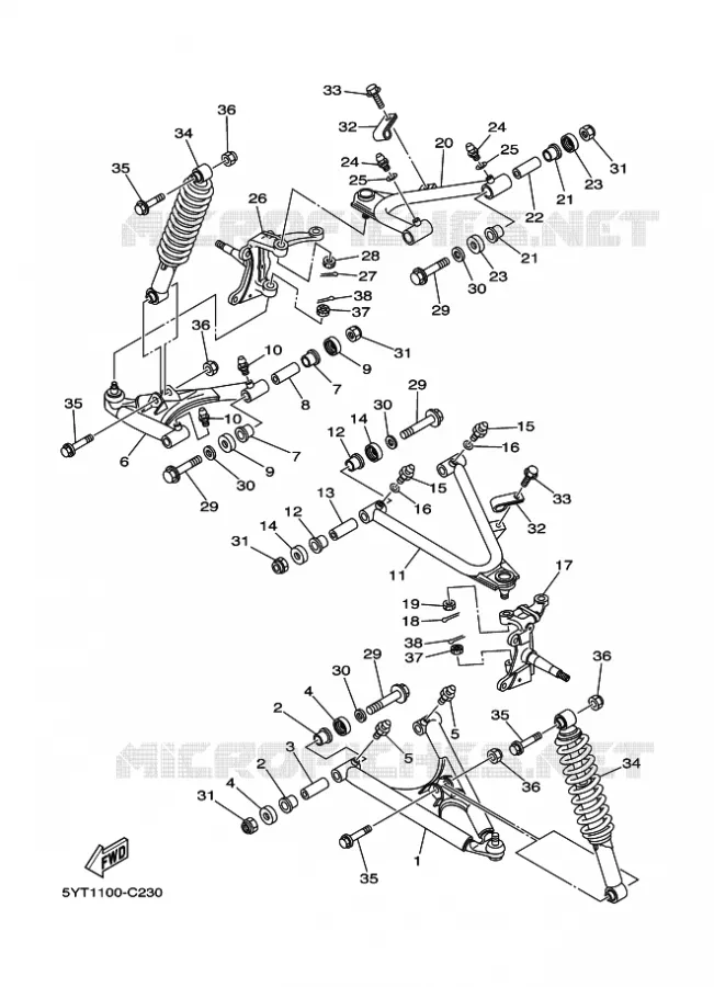 OPHANGING / WIEL VOOR Yamaha QUAD 350 2007 RAPTOR  YFM350