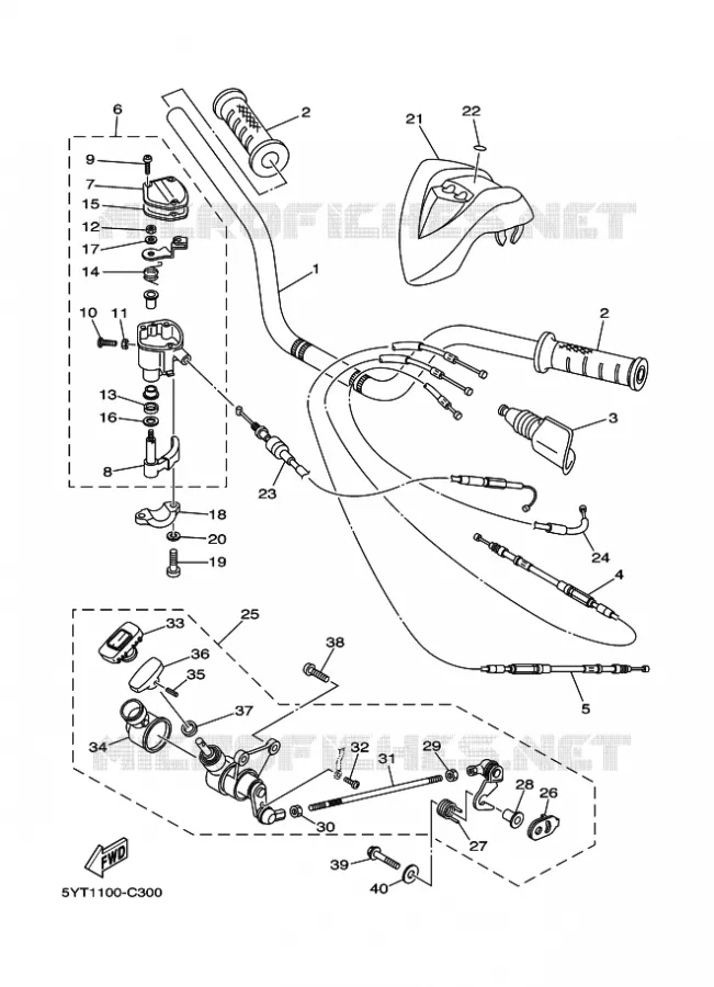 STUUR / KABEL Yamaha QUAD 350 2007 RAPTOR  YFM350