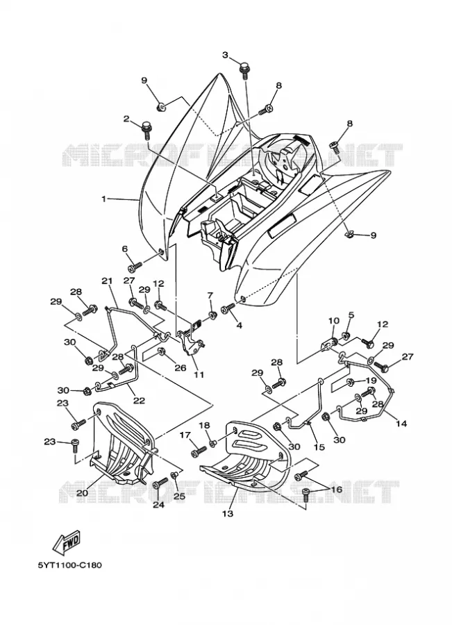 ACHTERSPATBORD  Yamaha QUAD 350 2007 RAPTOR  YFM350