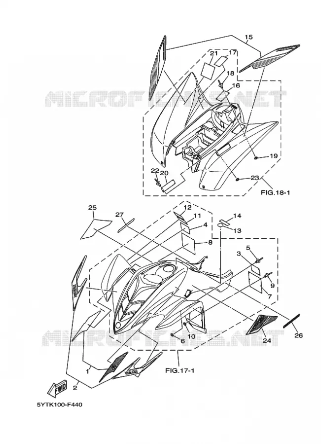STICKER / LABEL 2 Yamaha QUAD 350 2007 RAPTOR  YFM350