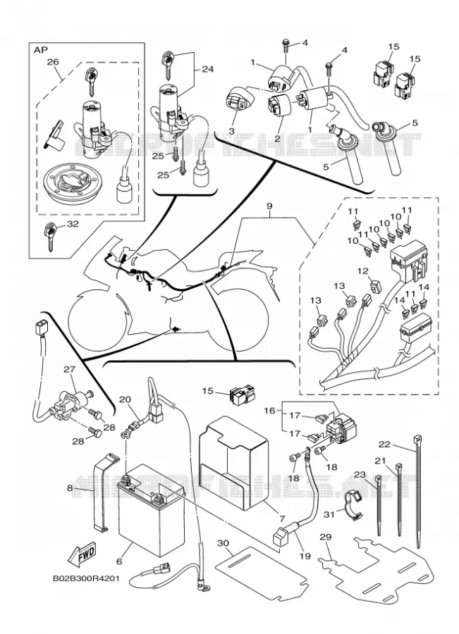 ELECTRISCH 1 Yamaha MOTO 300 2016 R3  YZF-R3A