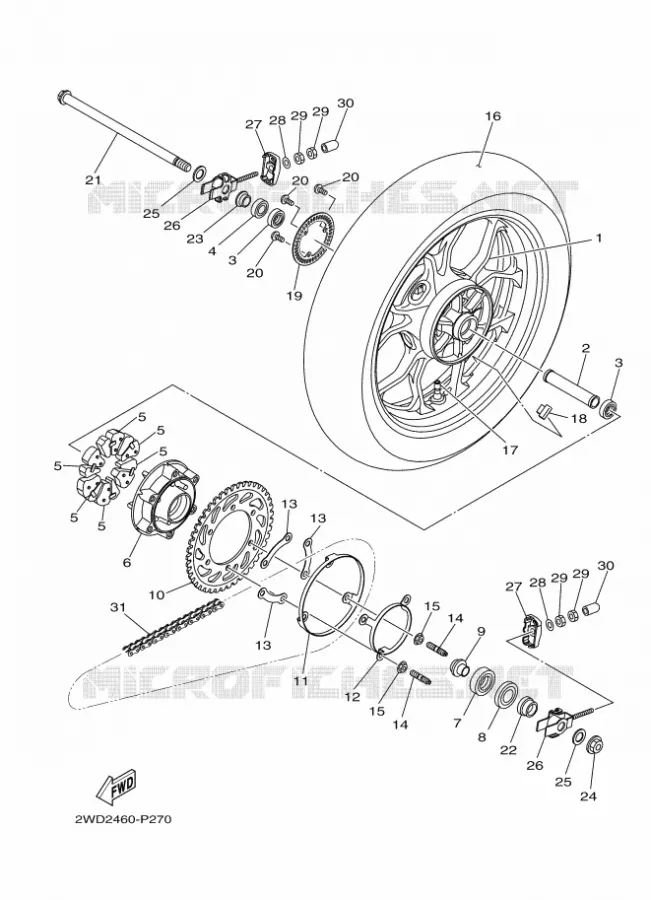 ACHTERWIEL Yamaha MOTO 300 2016 R3  YZF-R3A