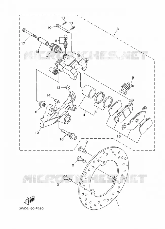 REMKLAUW ACHTER Yamaha MOTO 300 2016 R3  YZF-R3A