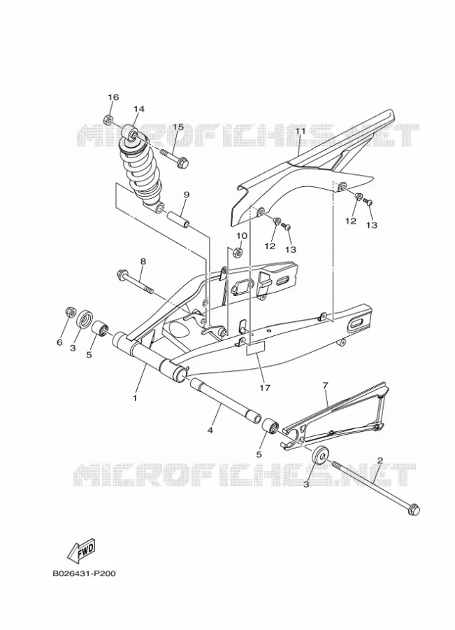 ACHTERBRUG / SCHOKBREKER Yamaha MOTO 300 2016 R3  YZF-R3A