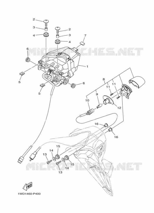 ACHTERLICHT Yamaha MOTO 300 2016 MT  MTN320-A