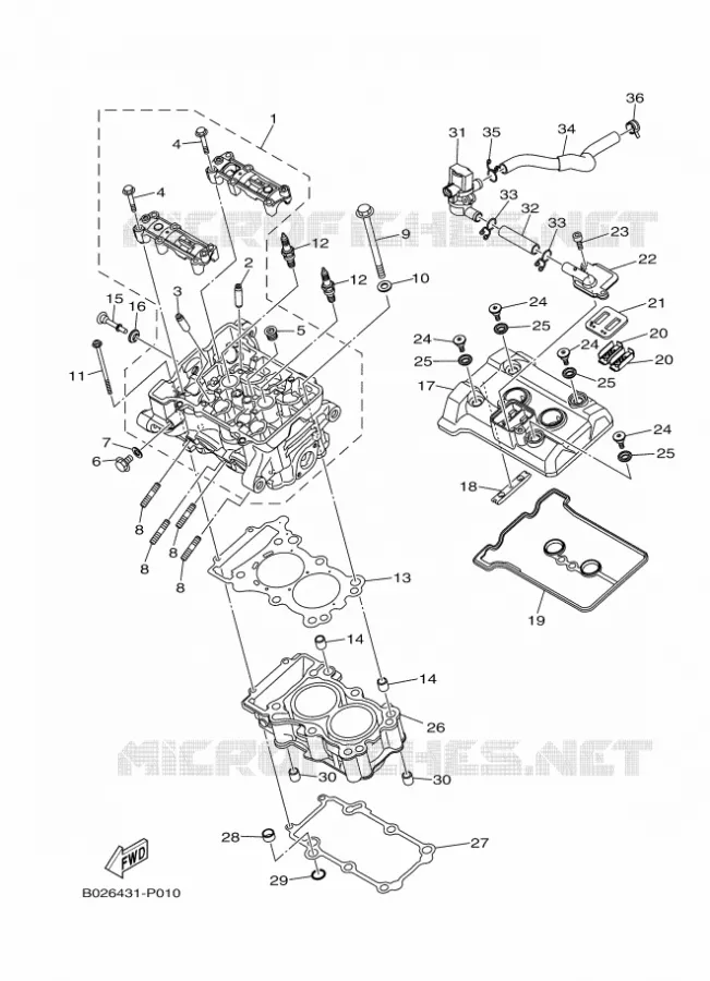 CILINDERKOP Yamaha MOTO 300 2016 MT  MTN320-A