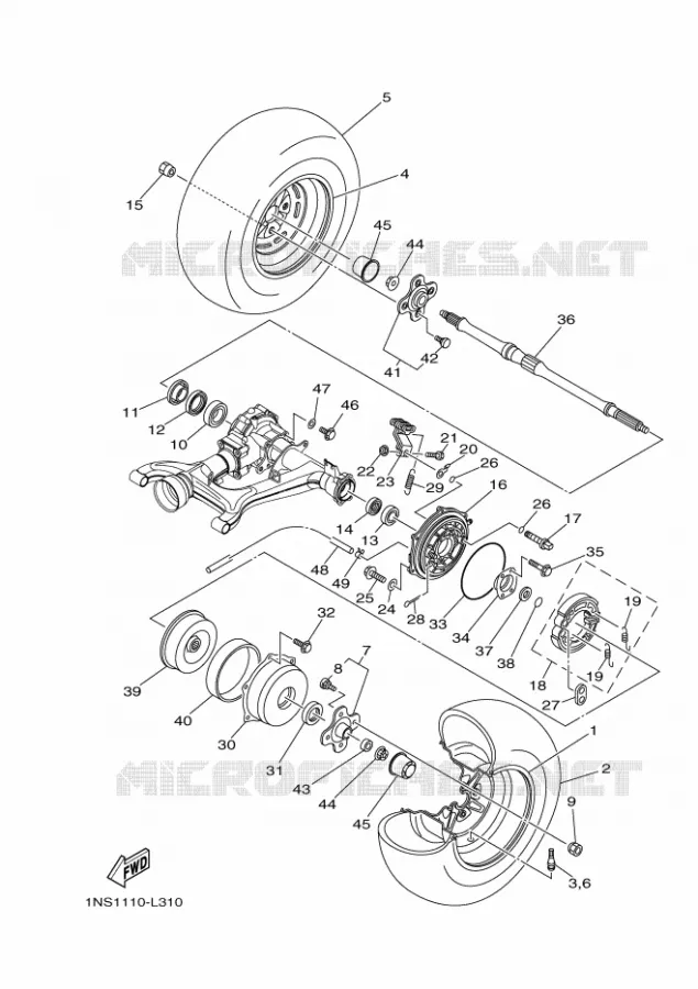 ACHTERWIEL Yamaha QUAD 350 2014 GRIZZLY  YFM350AYFM350TE