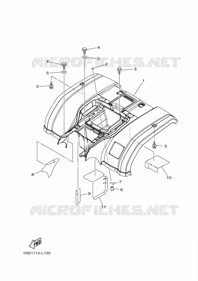 ACHTERSPATBORD  Yamaha QUAD 350 2016 GRIZZLY  YFM350A