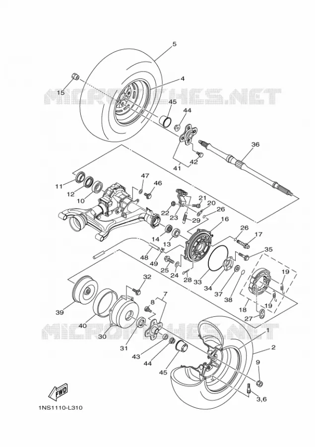 ACHTERWIEL Yamaha QUAD 350 2017 GRIZZLY  YFM350A