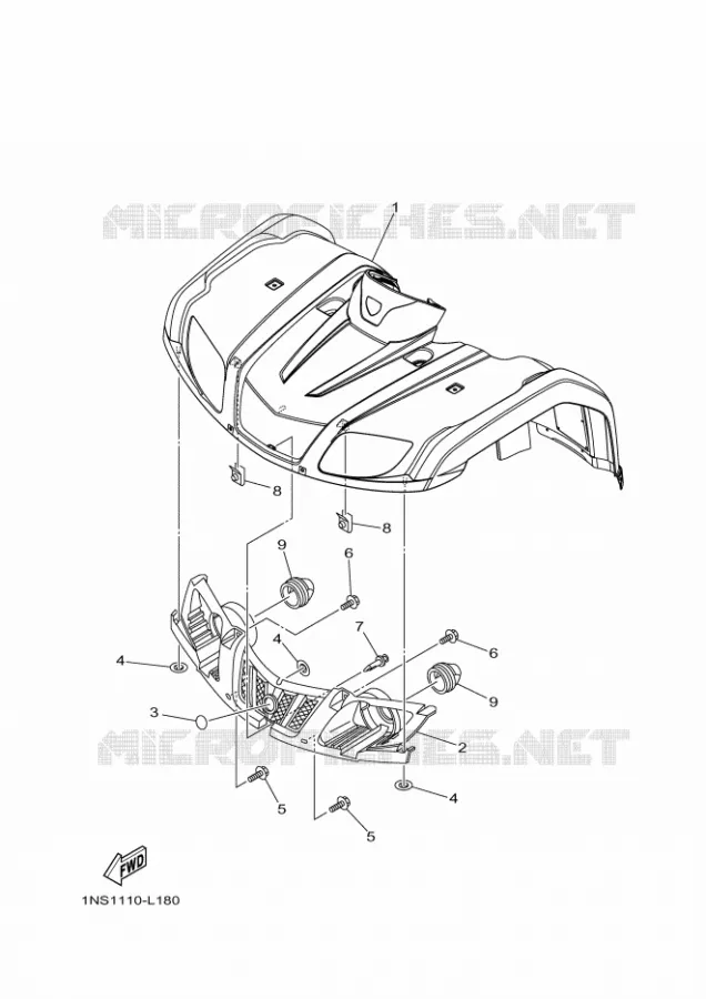 VOORSPATBORD Yamaha QUAD 350 2017 GRIZZLY  YFM350A