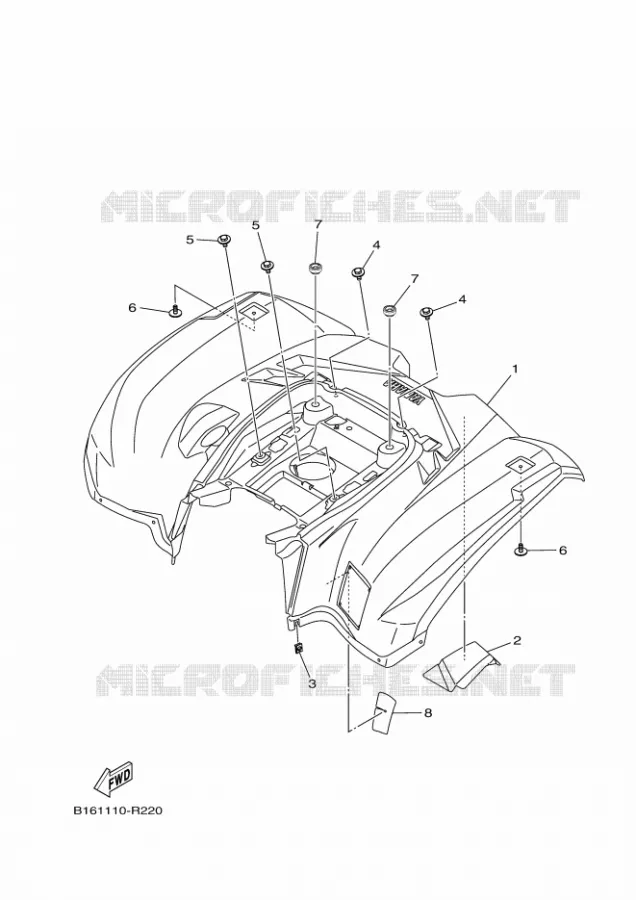 ACHTERSPATBORD  Yamaha QUAD 700 2017 KODIAK  YFM700FWB