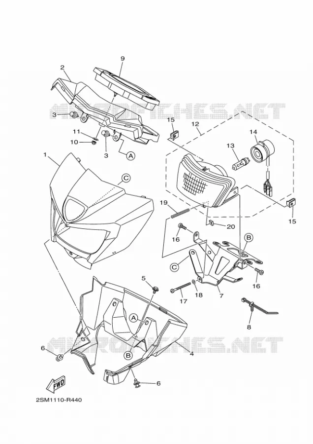 KOPLAMP 2 Yamaha QUAD 700 2017 GRIZZLY  YFM700FWAD