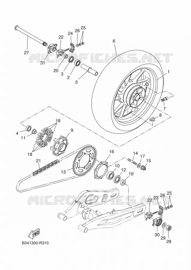 ACHTERWIEL Yamaha MOTO 690 2017 XSR  MTM690