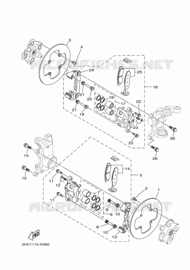 REMKLAUW VOOR Yamaha SIDE BY SIDE 1000 2017 YXZ  YXZ1000ET