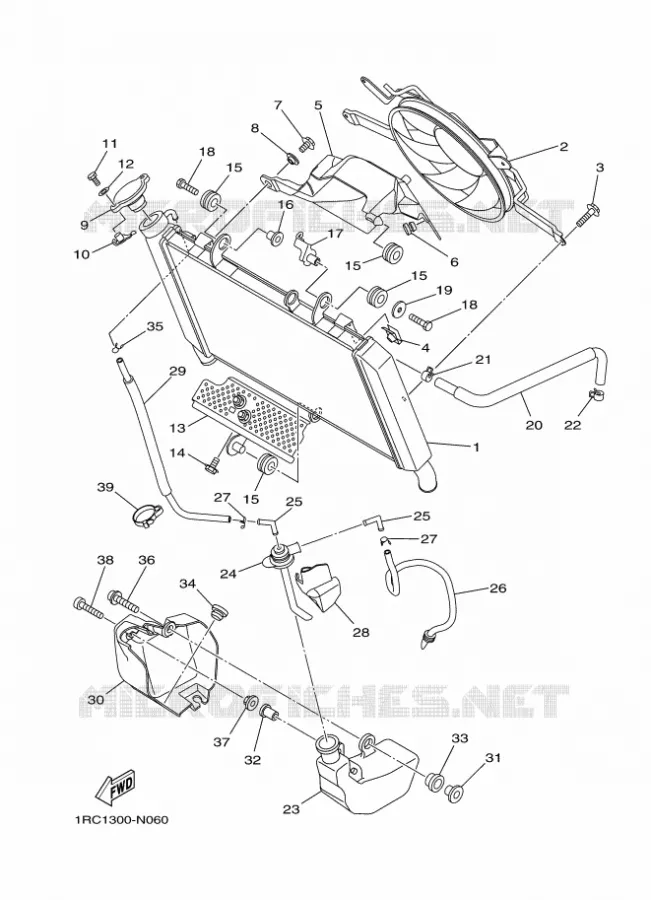 RADIATEUR / SLANG Yamaha MOTO 900 2016 MT  MT09