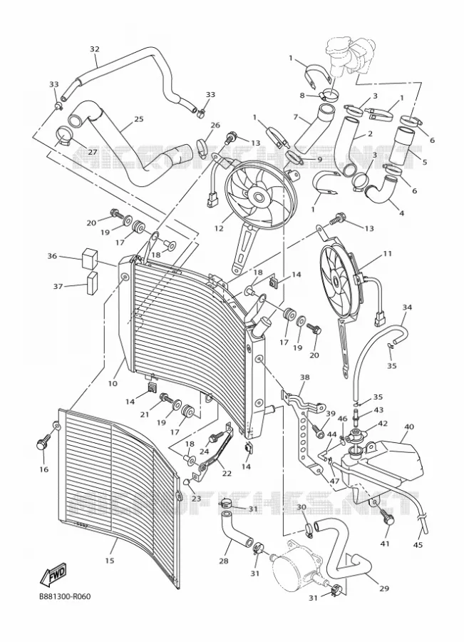 RADIATEUR / SLANG Yamaha MOTO 1300 2016 FJR  FJR1300-A
