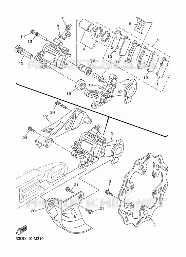 REMKLAUW ACHTER Yamaha MOTO 450 2017 YZF  YZ450FX